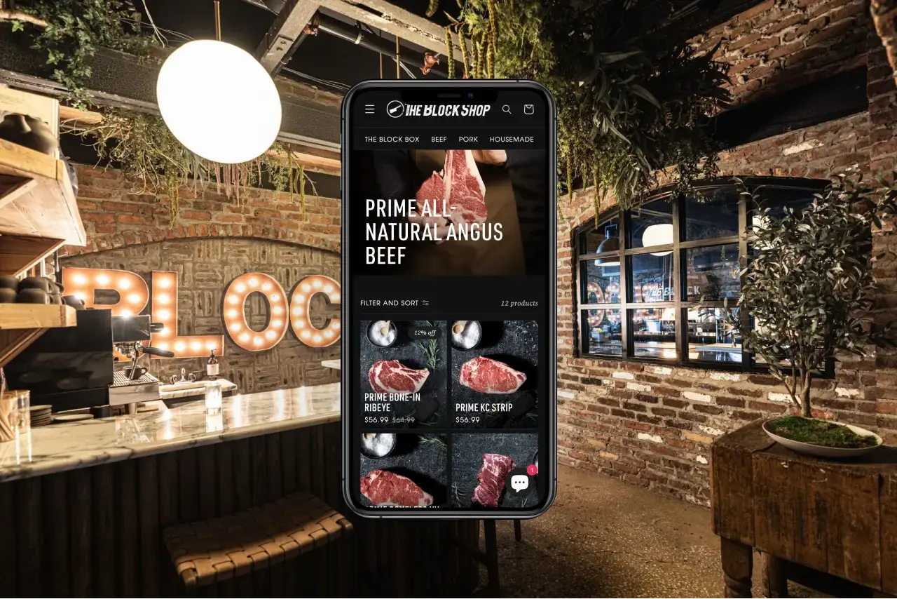 Mobile beef collection page in restaurant setting