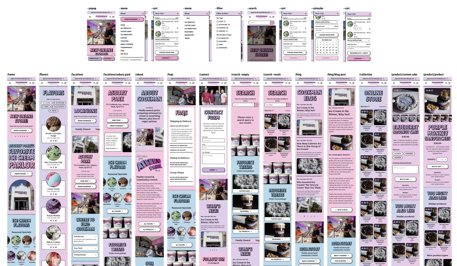 Mobile mockups showing the full site experience