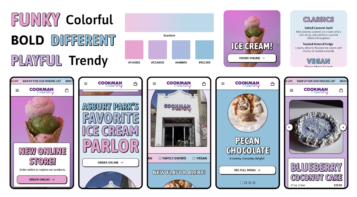 Style exploration: Funky, colorful, bold direction