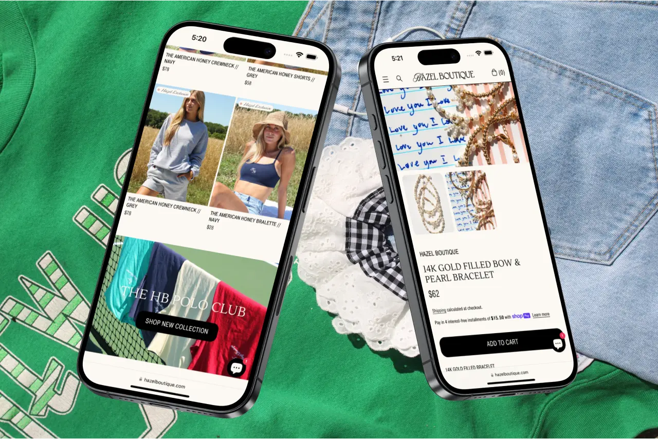 Mobile product collection and detail page views