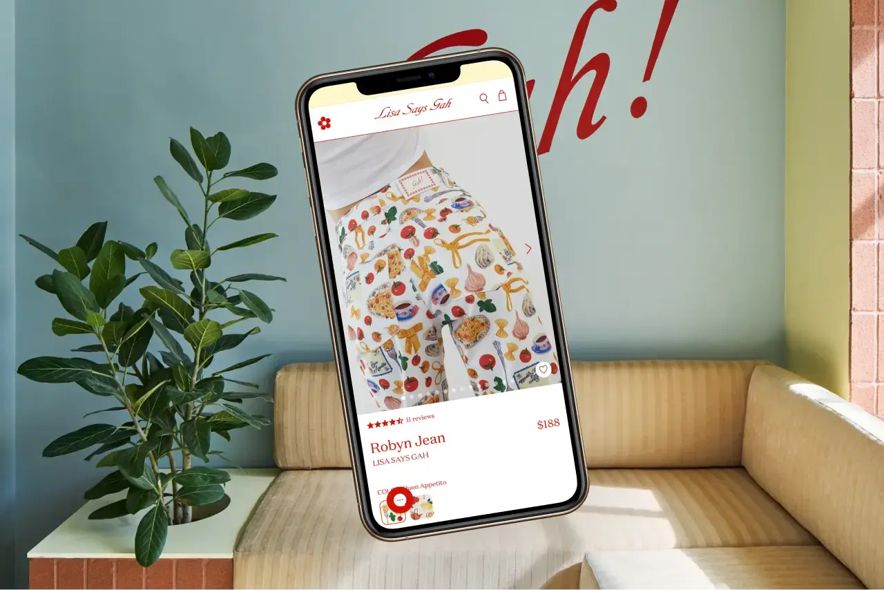 Mobile product page mockup showing Robyn Jean listing
