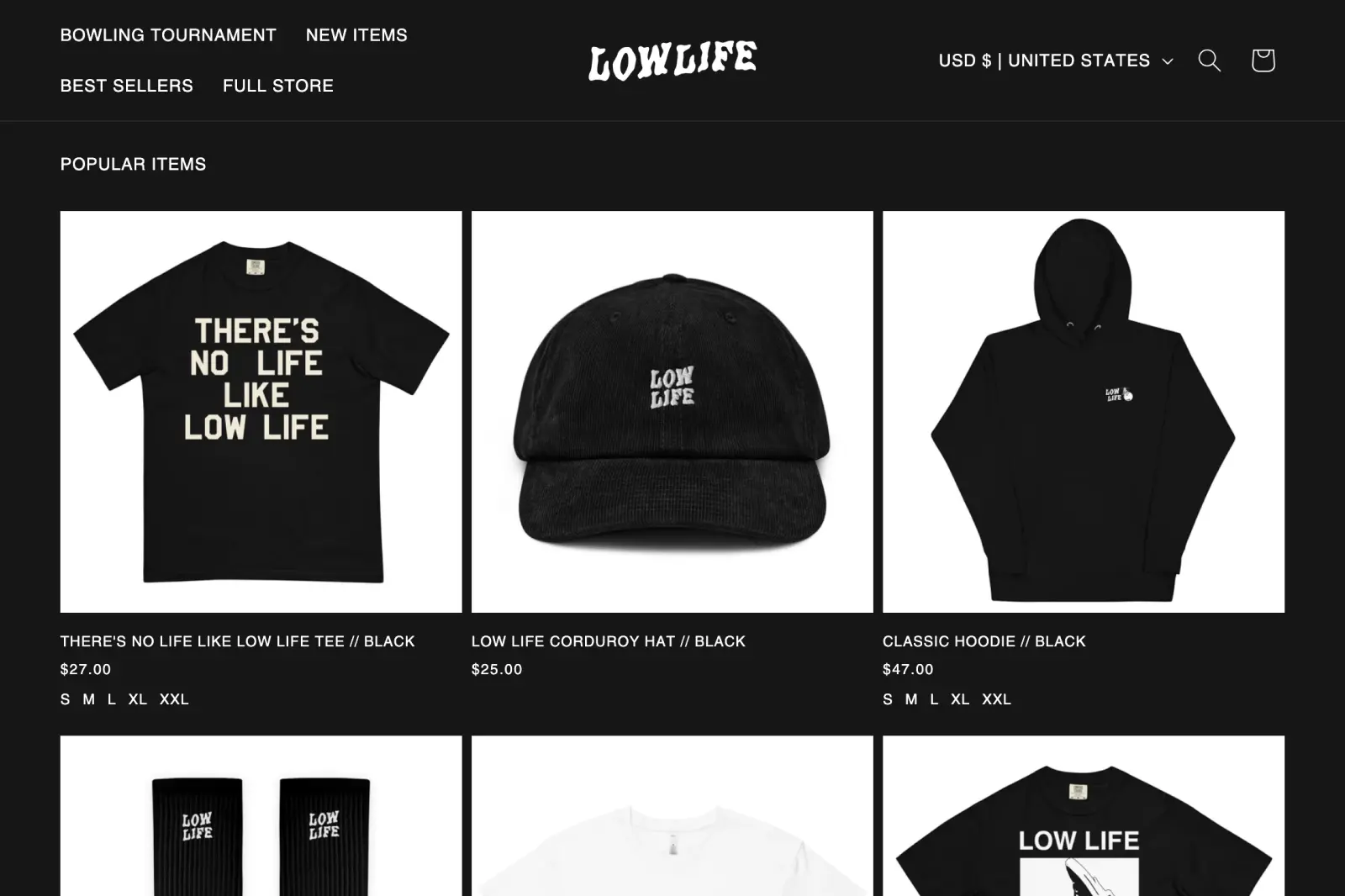 Low Life Club online store with merchandise