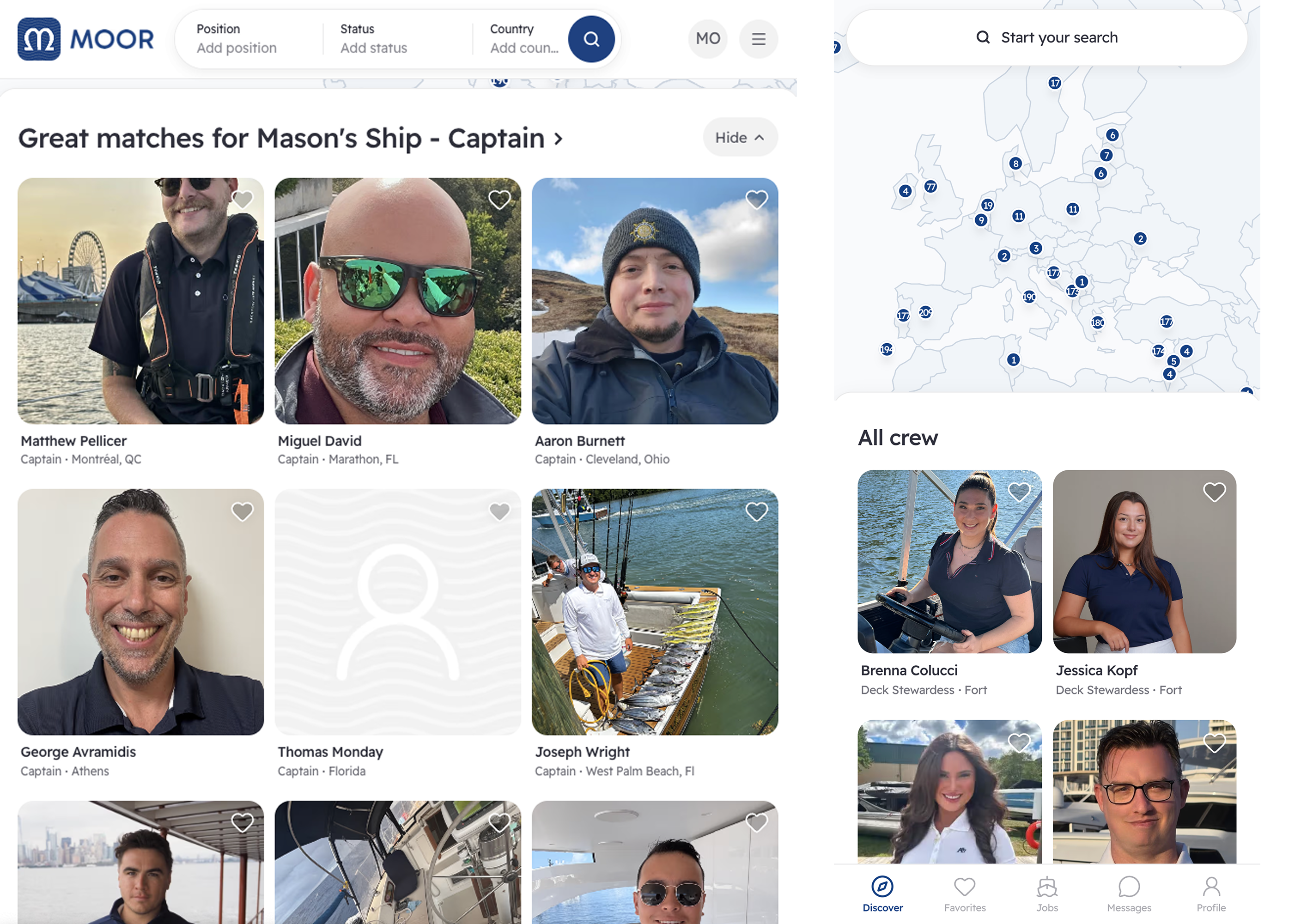 Crew profile (card view) — how profiles appear in browse grid