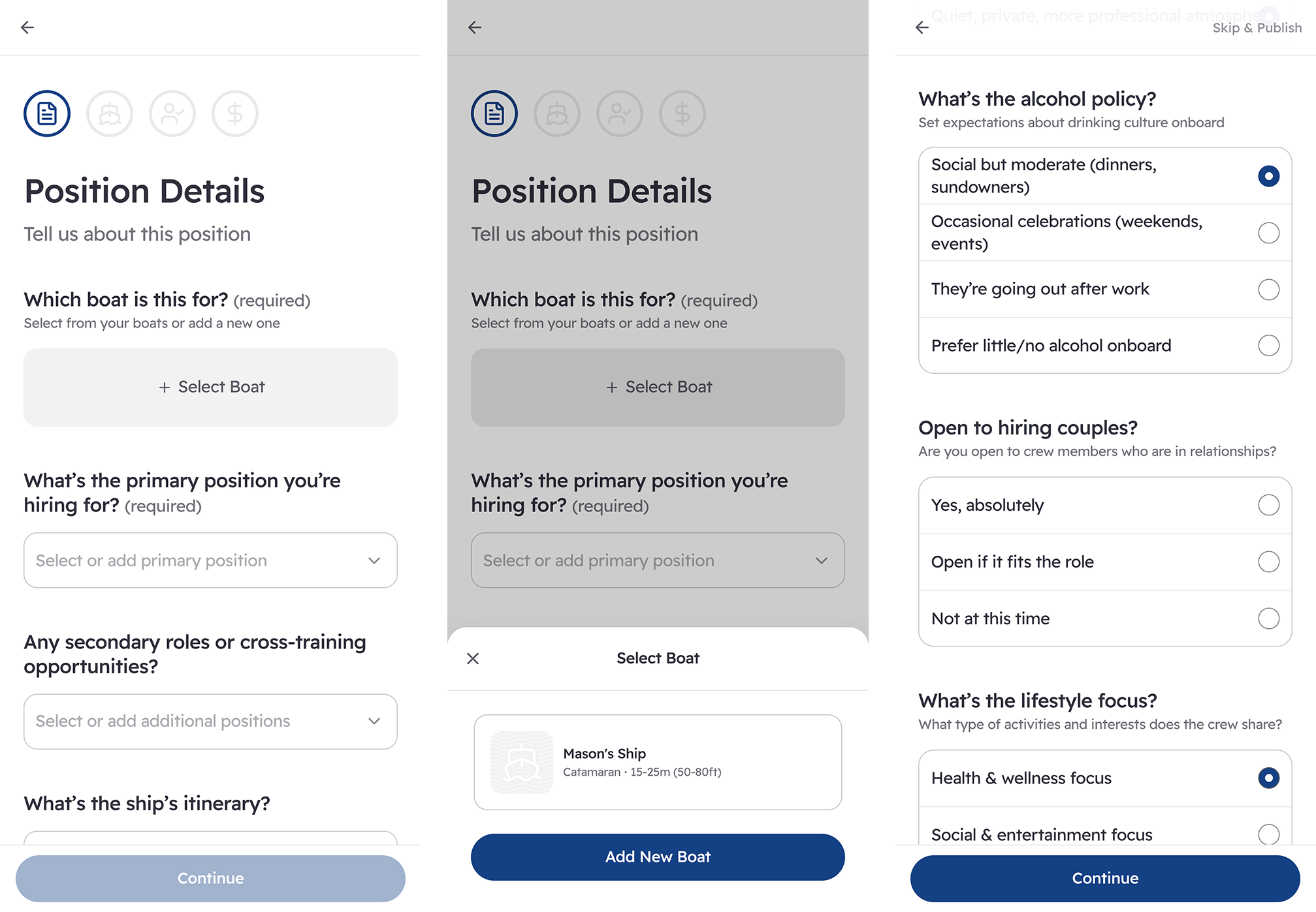 Job creation form — comprehensive options, most optional