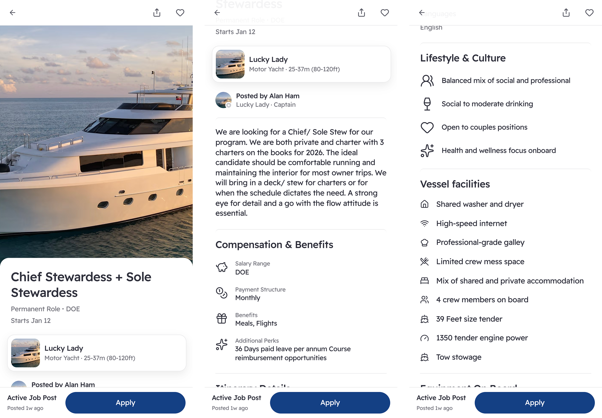Job post (published) — completed job listing