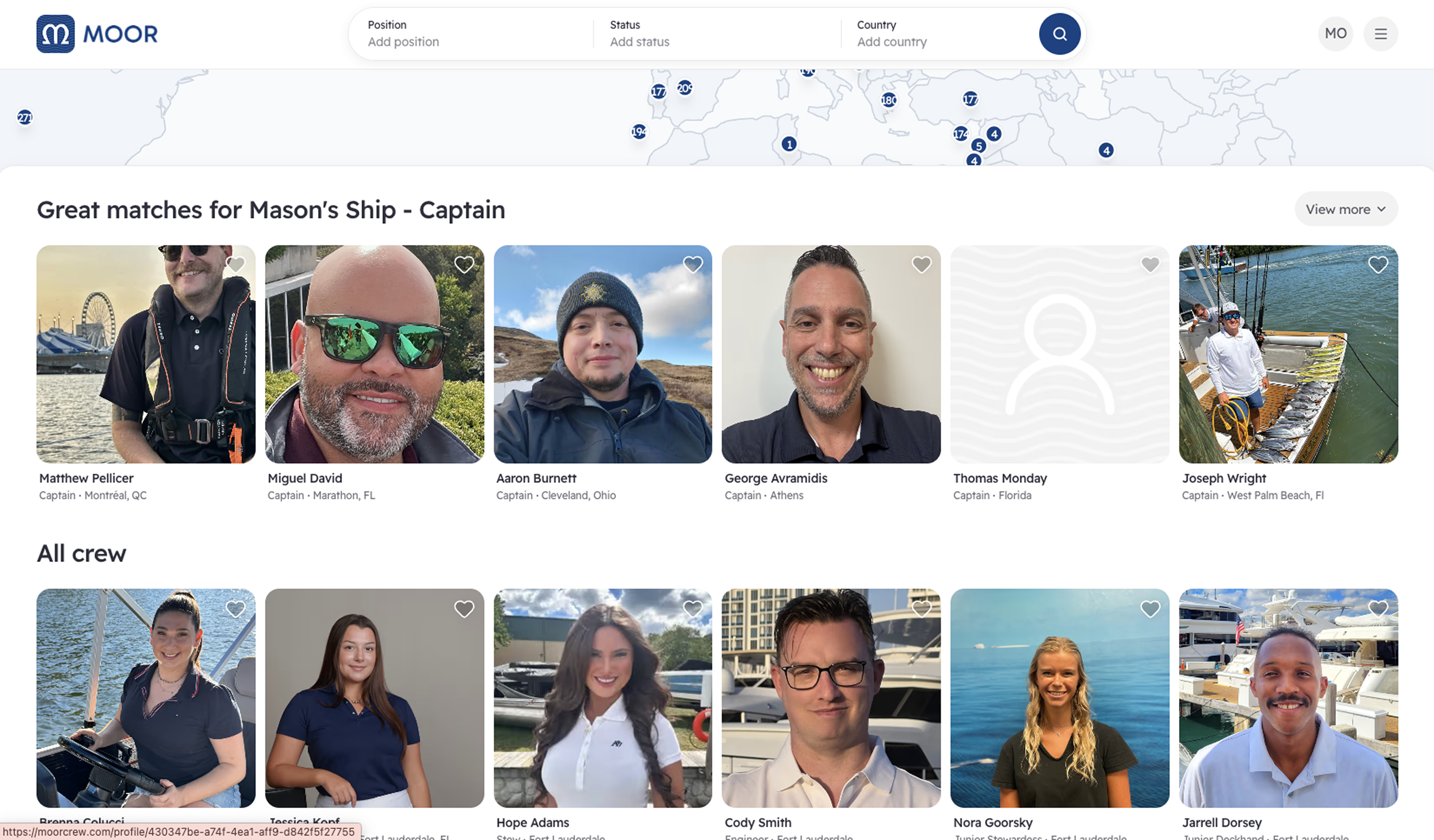 Employer applicant view — candidates with ranking, spotlight profiles at top